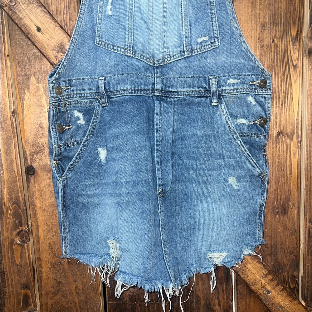 We The Free Blue Distressed Denim Overalls - Picture 4 of 5